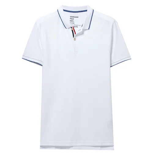 Giordano Футболка Polo slim fit с боковыми разрезами на талии, выполнена в нескольких цветовых вариантах и имеет несколько размеров на выбор - Цвет: 01White