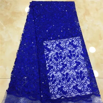 

Tollola Royal Blue High Quality African Lace Fabric French Net Embroidery Sequins Tulle Lace Fabric For Nigerian Party Dress