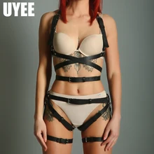 UYEE Harajuku 2 шт. Комплект подвязок Страховочная привязь с ремнем сексуальные подвязки для женщин эротические аксессуары пастельный, готический Кожа, Сбруя бондаж для тела