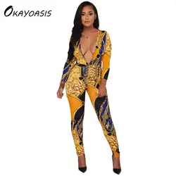 OKAYOASIS Европейская и американская мода элегантные цельные спортивные костюмы брюки Осенний комбинезон женские комбинезоны