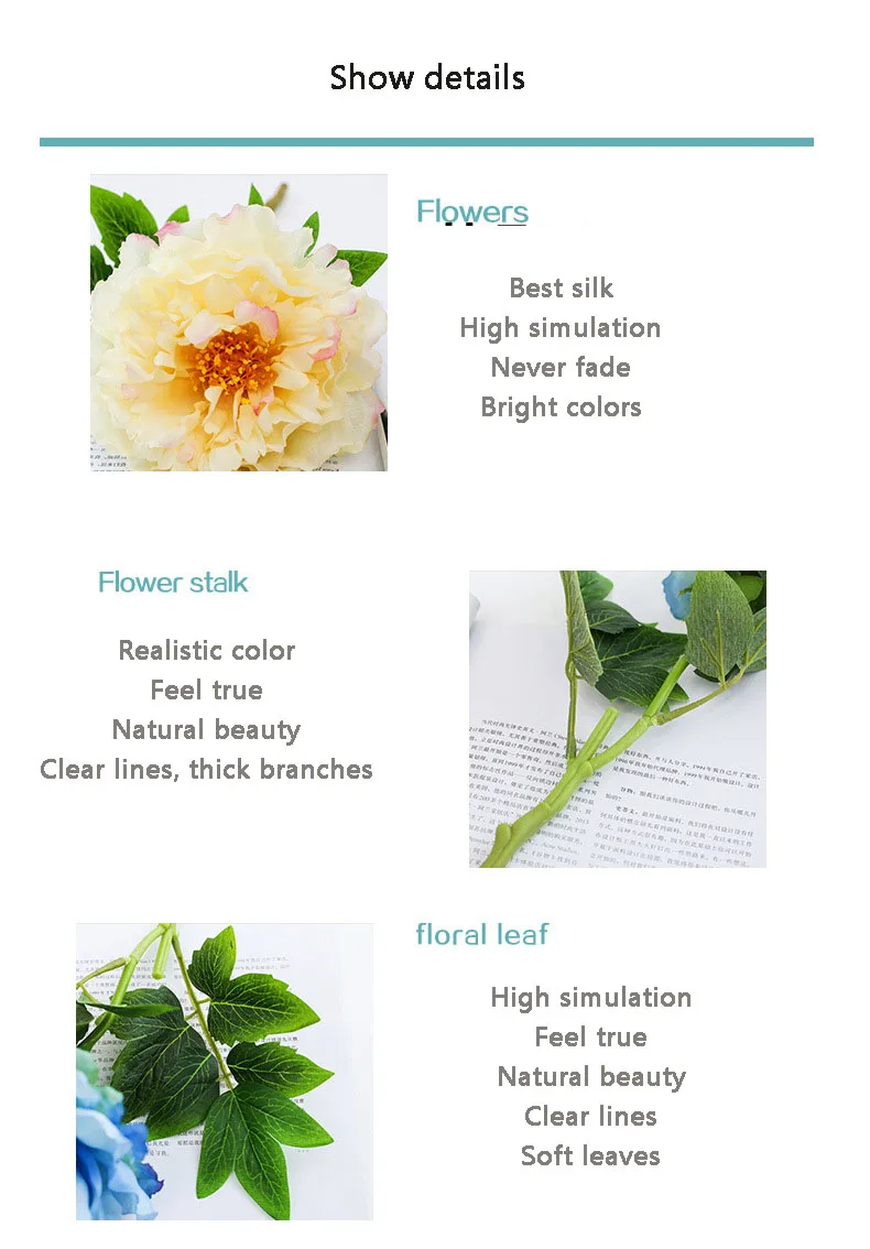 silk rose artificial Flower Peony  (11)