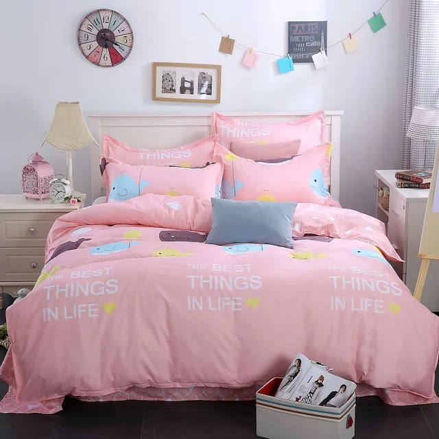Egyptian Cotton Bedclothes Grey Blue Pink High Quality Bedding Set Egyptian Cotton Bedclothes Grey Blue Pink High Quality Bedding Set Duvet Cover Bed Sheet Pillowcase Wedding Gifts Linens