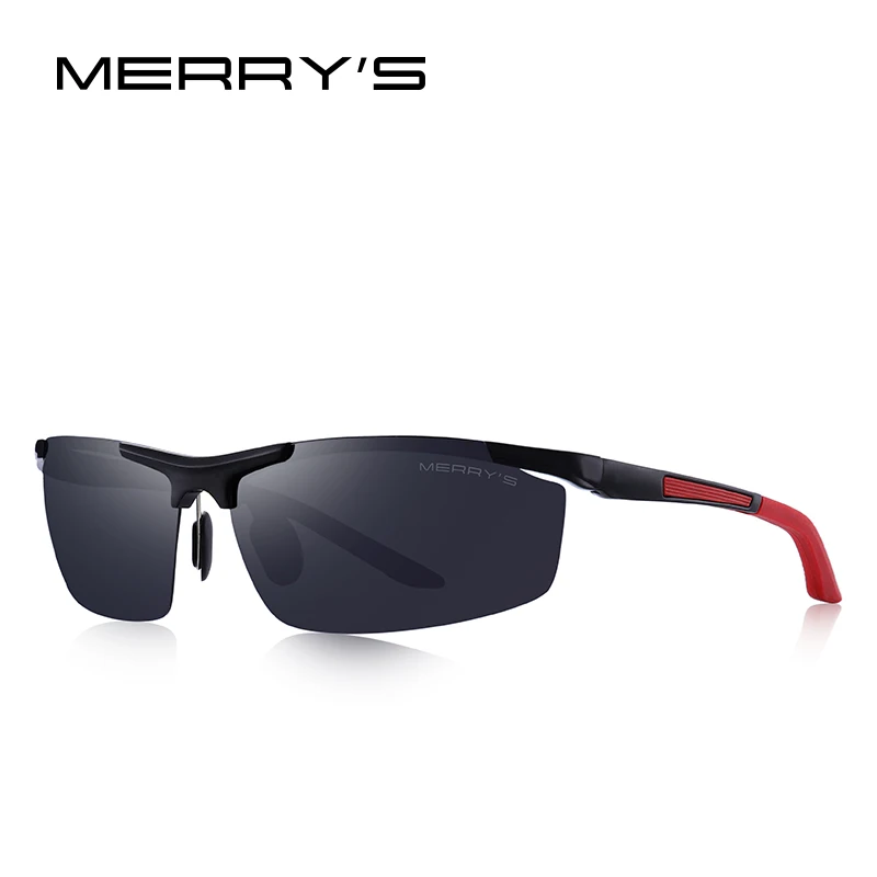 MERRYS Дизайнерские мужские классические солнцезащитные очки из алюминиевого сплава HD поляризованные солнцезащитные очки для вождения спорта на открытом воздухе защита UV400 S8530 - Цвет линз: C02 Black red