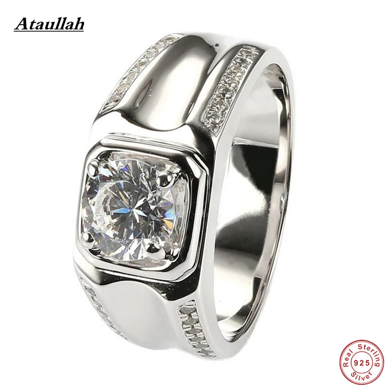 

Ataullah 1 Carat Gold Plated 925 Sterling Silver SONA/NSCD Lab Made Diamond Rings for Men Wedding Silver Ring Jewelry RWD884