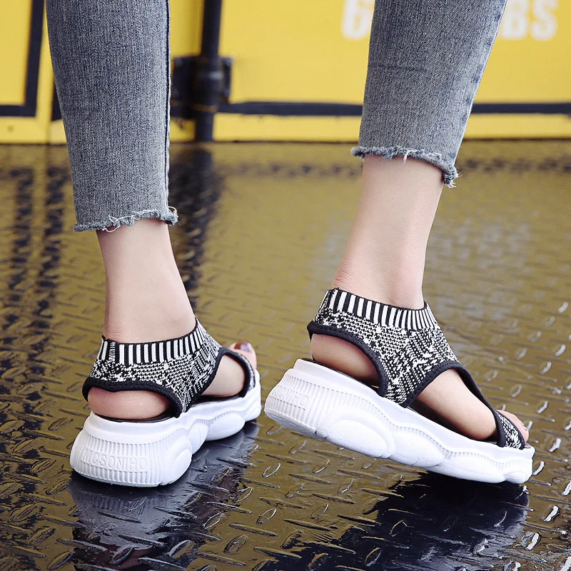 New Chunky Sandals Women Summer Shoes Breathable Shoes Ladies Slip on Flat Platform Sandals Shoes Woman Sandalias Beach Sandals