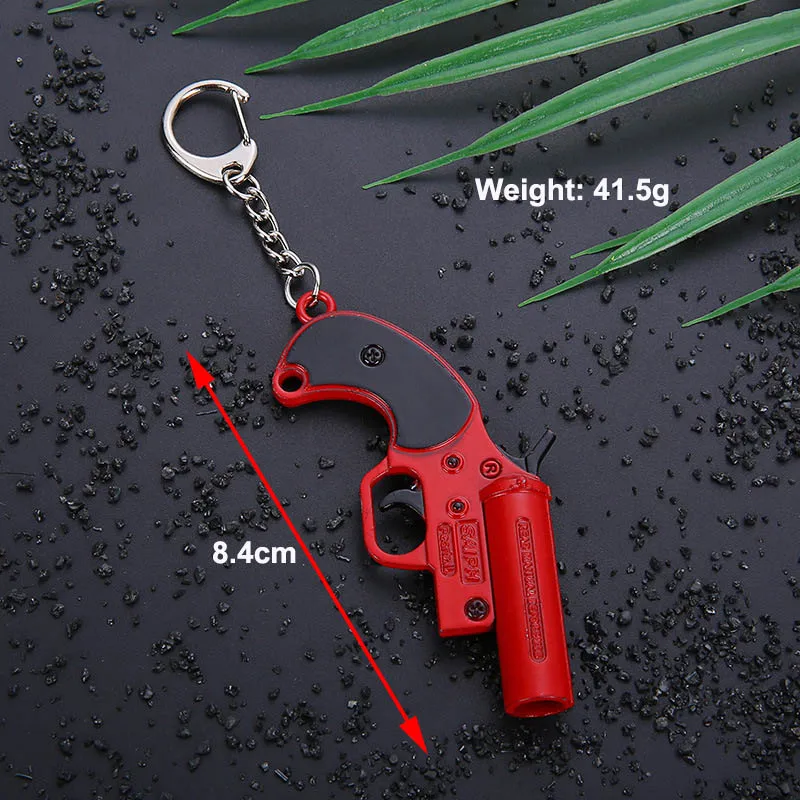 PUBG P92 Red Signal Pistol Revolver Keychain Metal Key Chain Keyring Playerunknown's Battlegrounds Weapons Car Pendant Key Gifts