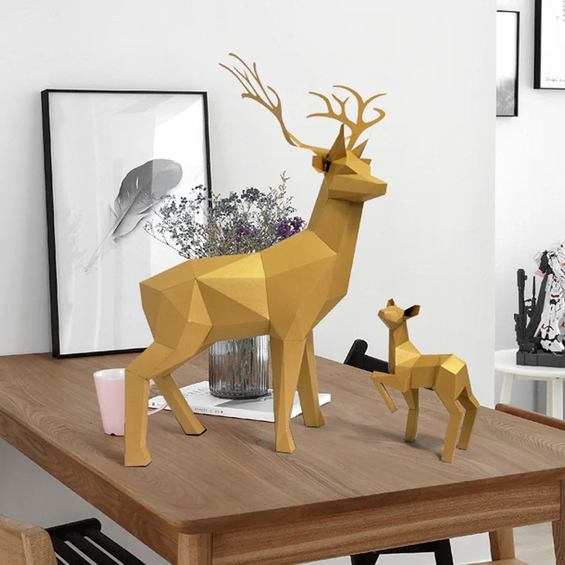 3D двойной олень животное гостиная книга искусство дома сделай сам бумажная