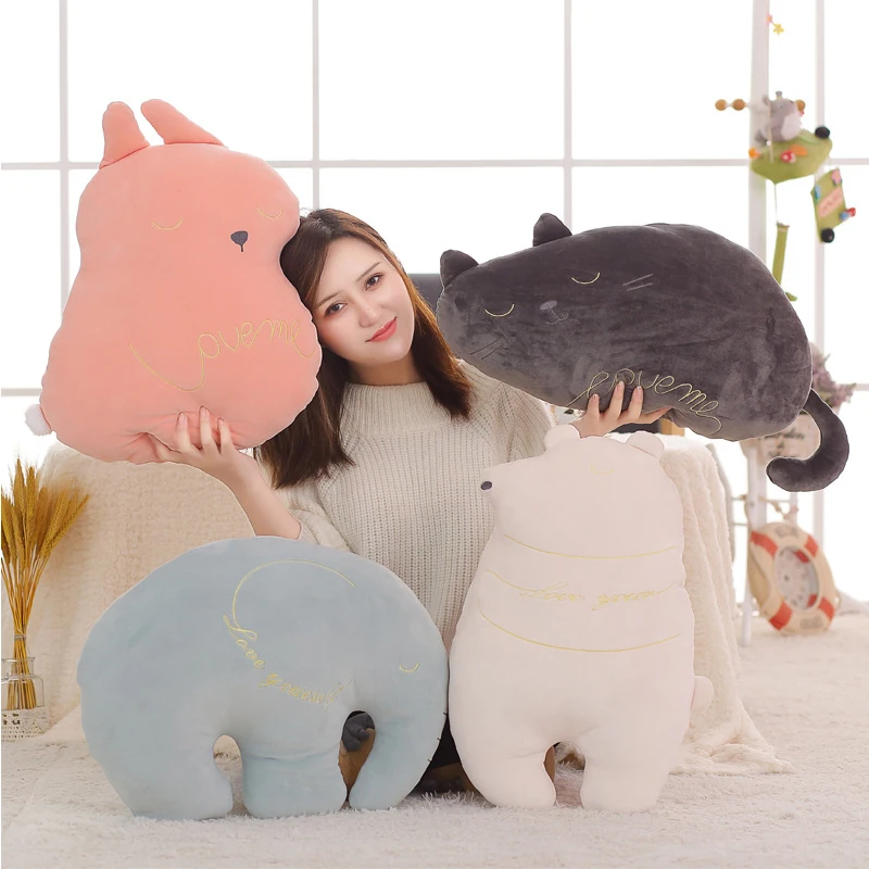 

Nordic style Soft Animal Cartoon Pillow Cushion Cute Fat cat Rabbit Bear Elephant Plush Toy Stuffed Lovely kids Birthday Gift