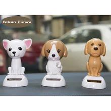 Автомобильный орнамент на солнечных батареях Танцующая качающаяся голова мультяшная собака кукла автомобильное украшение приборной панели Симпатичные авто аксессуары