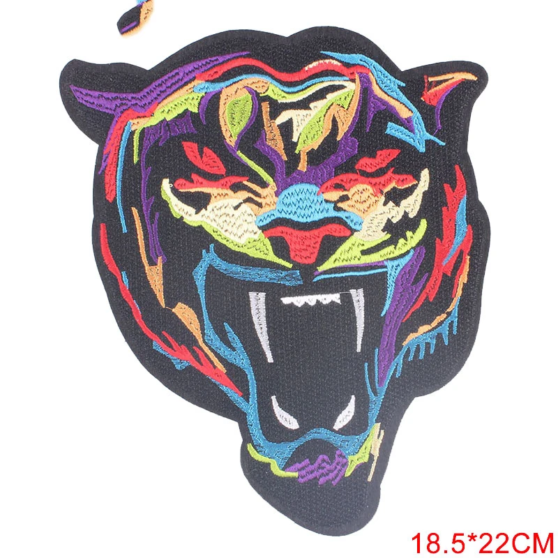 Нашивки в виде головы тигра наклейка железная одежда теплопередача аппликация вышитая аппликация Ткань ткань Блестки нашивка в виде животного аппликация - Цвет: 1985