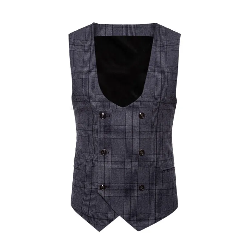 Прямая поставка, жилет, классический британский клетчатый жилет, деловой мужской деловой костюм, блейзеры, пальто для торжественных случаев, свадьбы, 80813 - Цвет: Dark gray