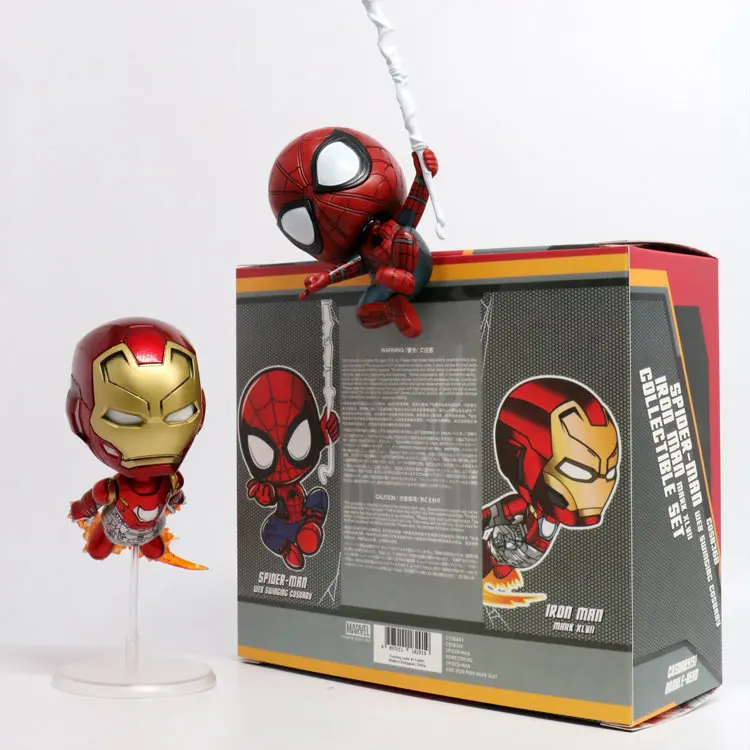 

2pcs/set The Avengers 3 Infinity War Iron Man Spider man Homecoming Cute PVC Action Figure Superhero Collectible Model Toy