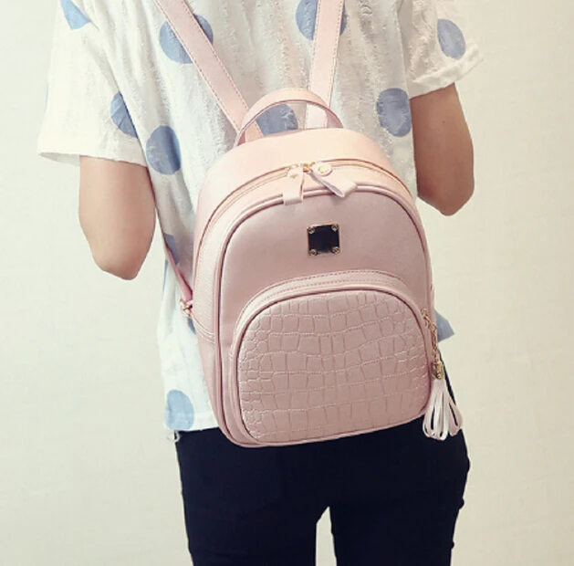 Модный женский кожаный Органайзер для путешествий, сумка на плечо, сумка на плечо, рюкзак школьный рюкзак, сумка, контейнер - Цвет: Розовый