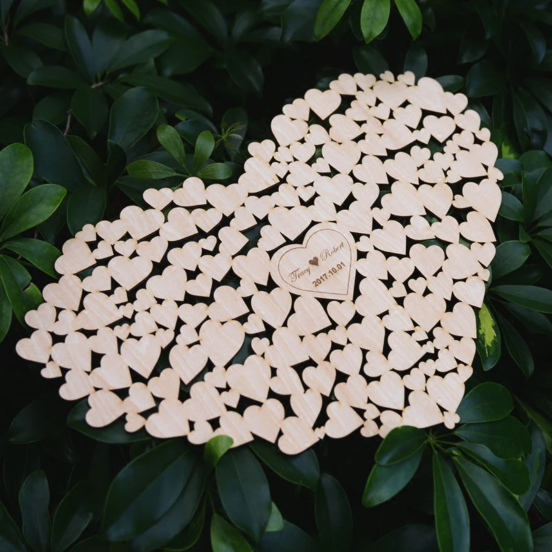 Customs Personalised Heart Shaped wedding guestbook alternative hanging heart Wedding guest book hearts wedding Decorations7