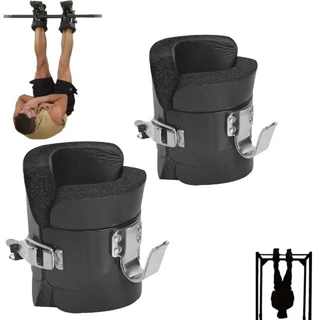 Fitness Padded Gravity Boots Safety Locking Mechanism Ankle Hooks