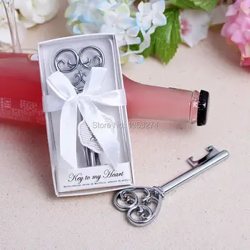 

Free shipping! Hot selling Corkscrew Quality creative Key to My Heart Key Bottle Opener Wedding Favors gifts party favor gifts!