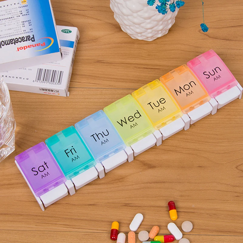 

1PC Colorful 7 Days Weekly Drug Tablet Pill Medicine Storage Box Holder Storage Organizer Container Case Pill Box Splitters
