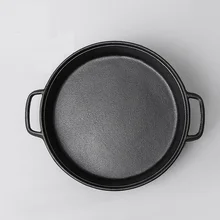 Hohe qualität 30 CM Flachen boden gusseisen pfanne altmodische manuelle keine beschichtung pan