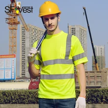 Мужские трикотажные Светоотражающие Рабочие Рубашки безопасные желтые рубашки