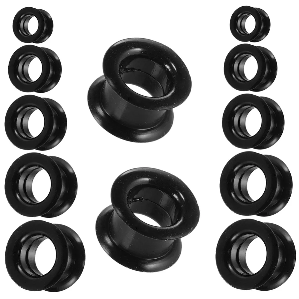 2x 3-20mm Flexible Silicone Ear Plug Hollow Tunnel Double Flared Gauges Earlets