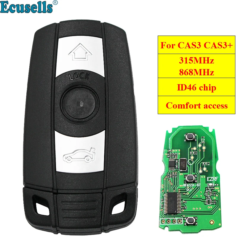 

Smart keyless go Remote Key 3 BTN 315MHZ 868MHZ ID46 chip for BMW CAS3 CAS3+ 1 3 5 Series X5 X6 2006-2011 Comfort Access System