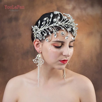 

YouLaPan HP250 Wedding Decorations on the Head Wedding Headband Wedding Crown Rhinestone Crystal Hair Jewelry for Girlfriend