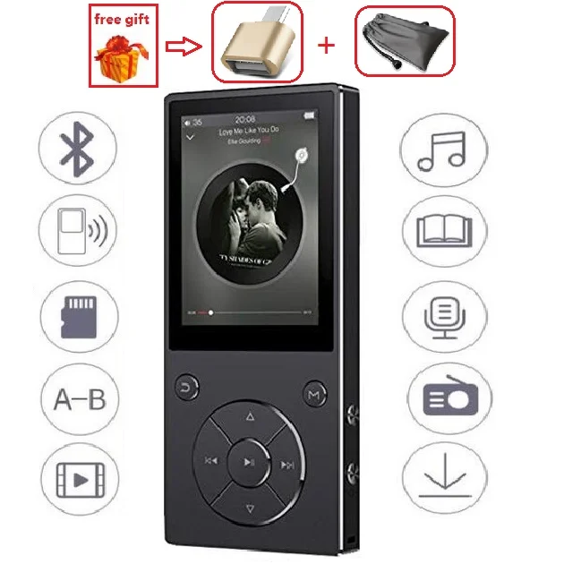 ruidu D11 Bluetooth MP3 плеер 8 Гб металлический музыкальный аудио плеер со встроенным динамиком FM радио Поддержка TF карты
