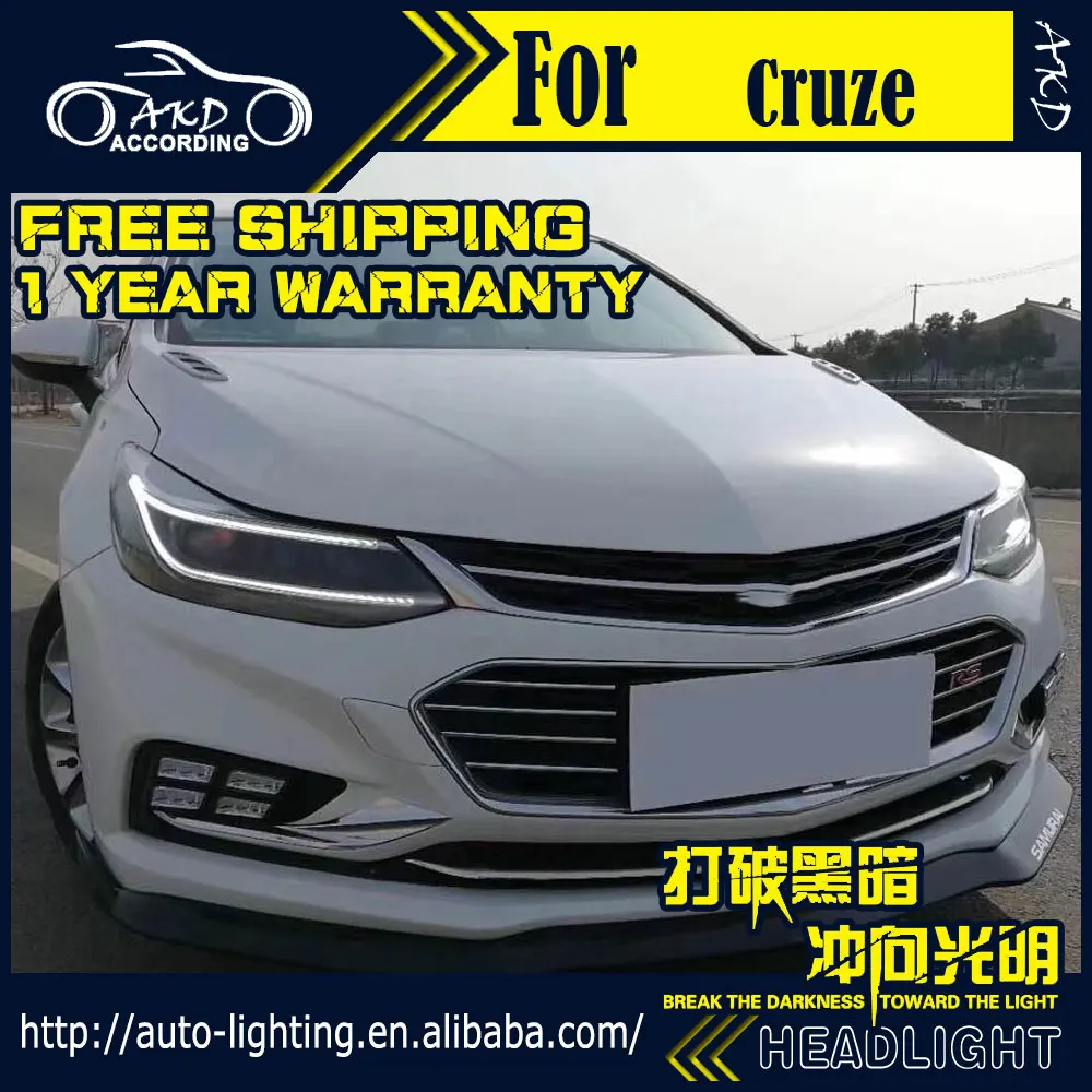 Фара AKD для стайлинга автомобилей светодиодная фара 2016-2017 Chevrolet Cruze DRL H7 D2H Hid