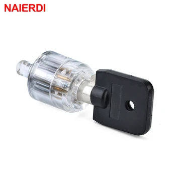 

NAIERDI Practice Padlock Seven Core Lock Cylinder Transparent Visible Pick Cutaway Training Skill Locksmith Hand Tools Hardware
