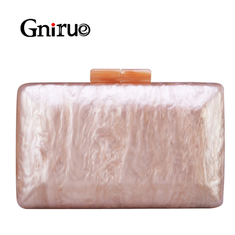 New Fashion Designer Pearlescent Acrylic Bags Elegant Women Messenger Bag Solid Evening Bag Prom Party Handbags Clutches