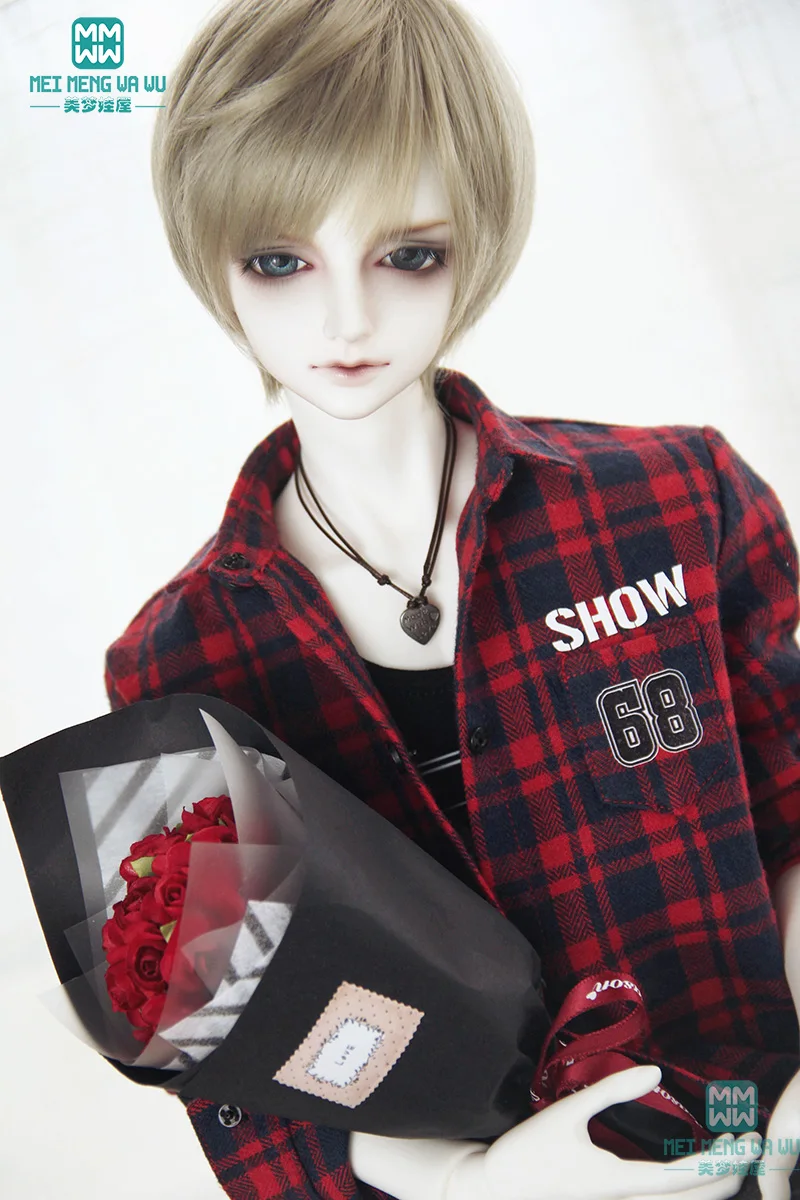 BJD аксессуары кукла одежда подходит 70-80 см BJD дядя Мода Черный Повседневная клетчатая рубашка футболка свитер