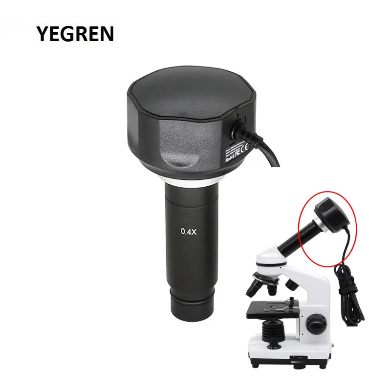 5MP USB Camera Digital Microscope Eyepiece CMOS Sensor for Image Capture Recording Viewing with Reduction C-mount Lens