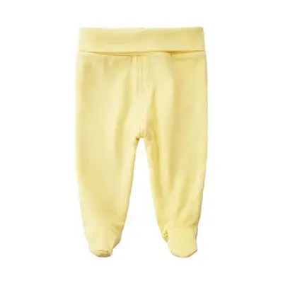 yellow Детские штаны унисекс для новорожденных, хлопковые брюки с высокой талией для малышей 0-3-6 месяцев, штаны с сумкой для маленьких мальчиков и девочек, носки, детские леггинсы - Цвет: yellow