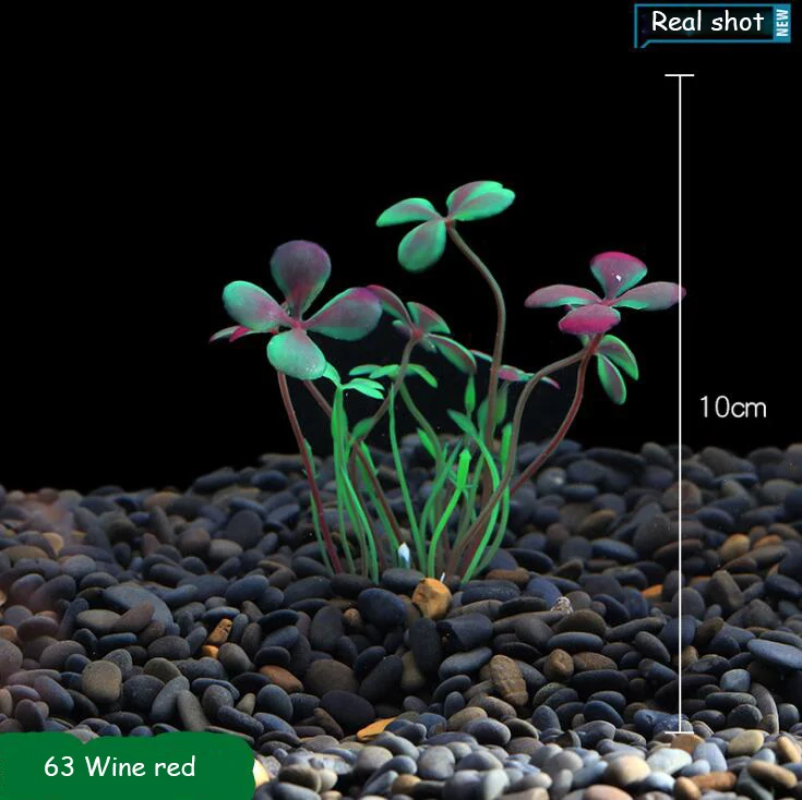 TECHOME 2 шт. креативное искусственное аквариумное растение орнамент красочные пластиковые травы украшения уникальный подводный пейзаж - Цвет: 63 Wine red