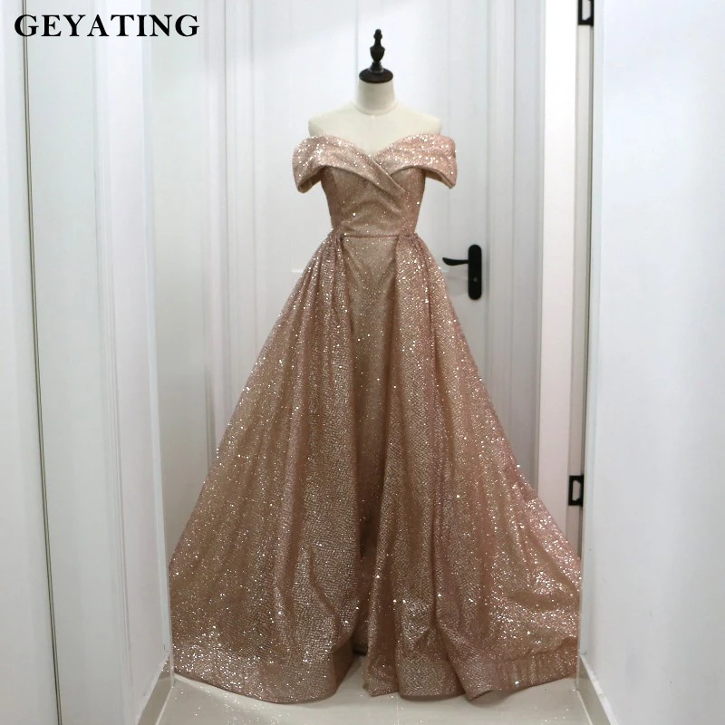 gold off the shoulder dress