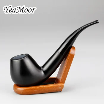 

Solid Black Tobacco Pipe 9mm Filter Bent Smoking Pipe 10 tools free Ebony Wood Pipe Handmade Smoke Pipe Set