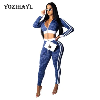 

YOZIHAYL Women Slim Hooded Print Drawstring Skinny Sport Sets Autumn Casual Long Sleeve Short Tops Ankle-Length Full Length Sets