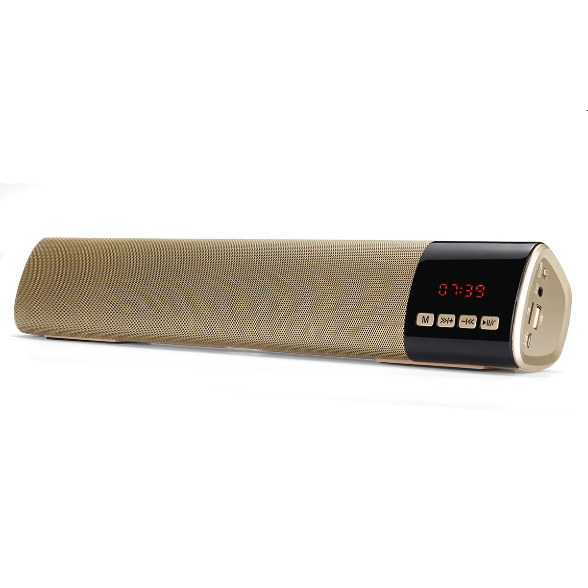 Портативный светодиодный bluetooth динамик Саундбар 10 Вт TF FM USB беспроводной 3D стерео звук сабвуфер Колонка для компьютера ТВ телефона - Цвет: Золотой