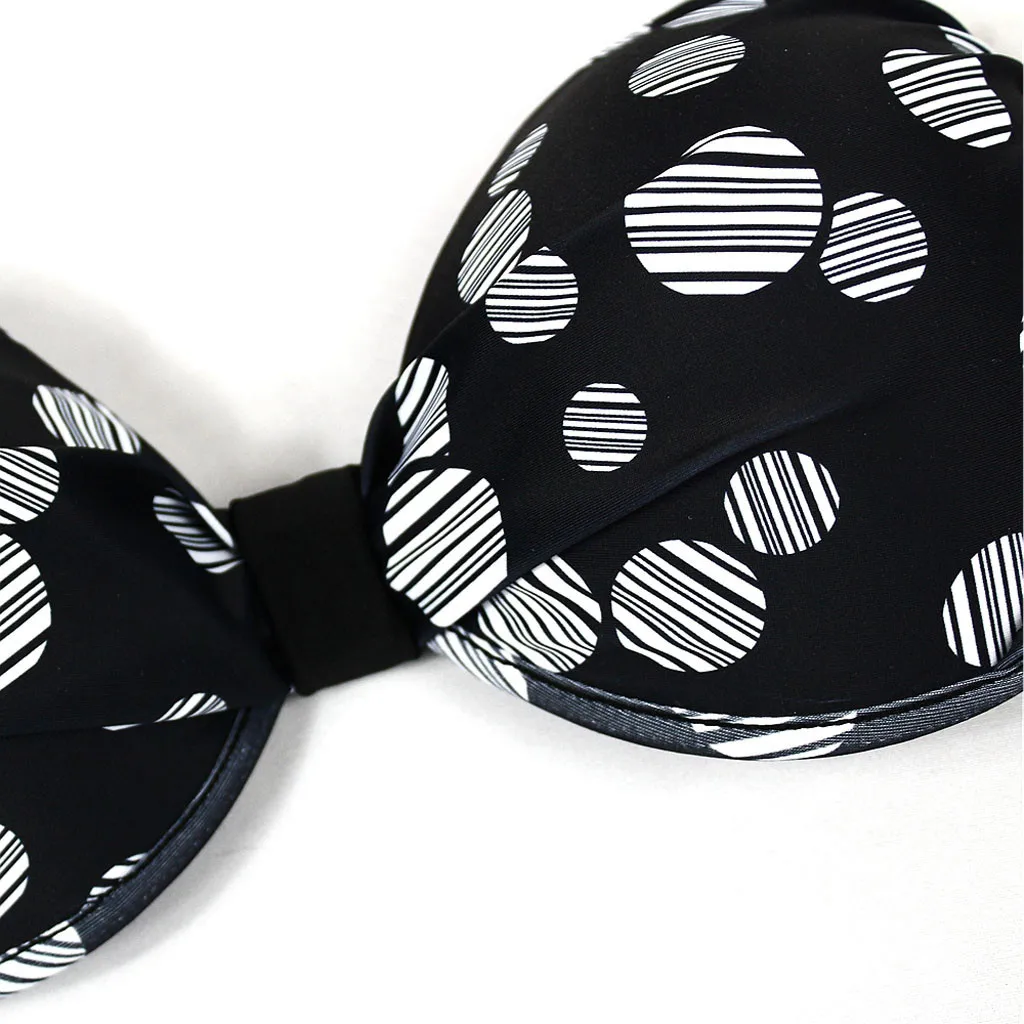 Женский купальник бикини SAGACE с принтом в горошек на бретельках подкладкой пуш ап