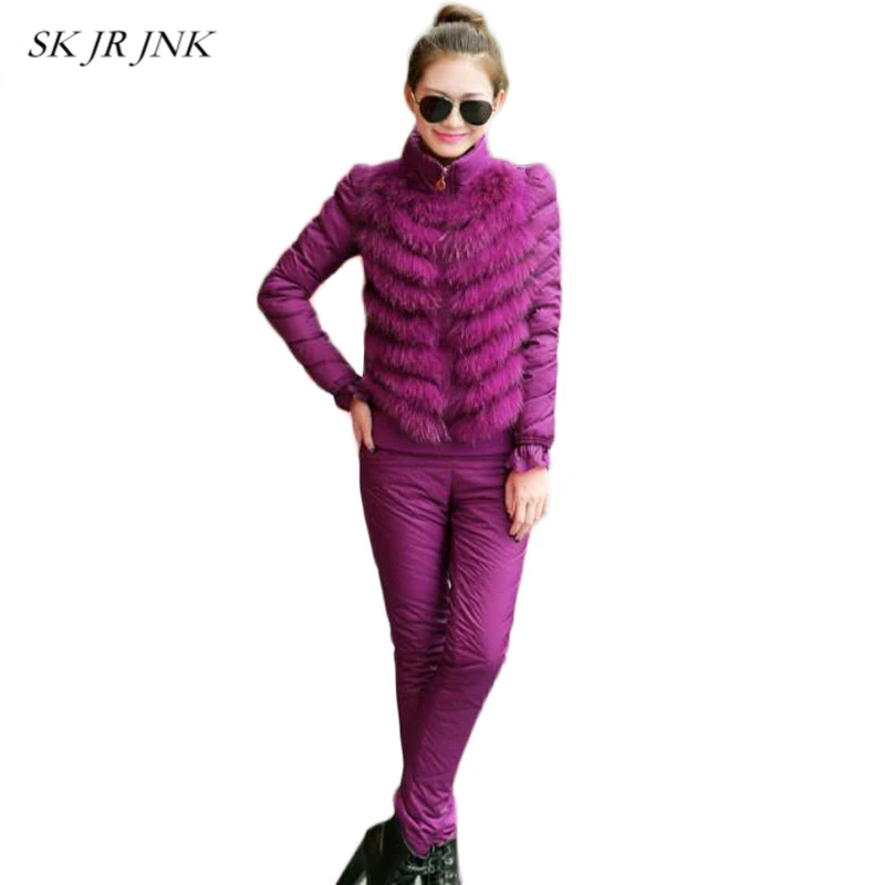 2017 Winter Warm Thick Women 3 Pieces Sets (Vest+Sweatshirt+Pant) Casual Slim Fur Collar Plus Size Wadded Jacket Suits LW48 | Женская