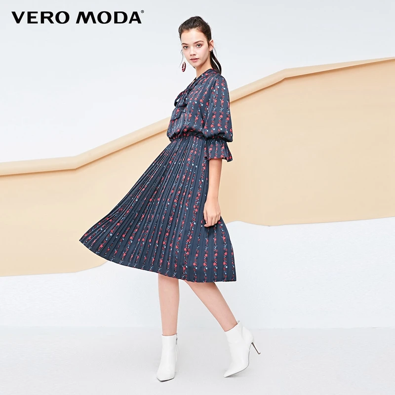 Vero Moda женское платье с национальным принтом v-образным вырезом на шнуровке плиссированное платье в стиле бохо | 31836Z516