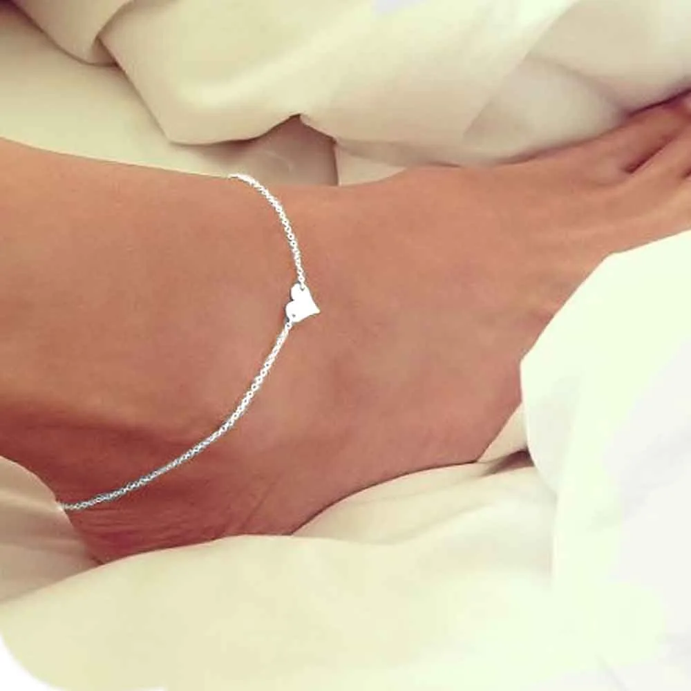 

Anklets Simple Heart Female Barefoot Crochet Sandals Foot Jewelry Leg Anklets On Foot Ankle Bracelets For Women Leg Chain#L3$