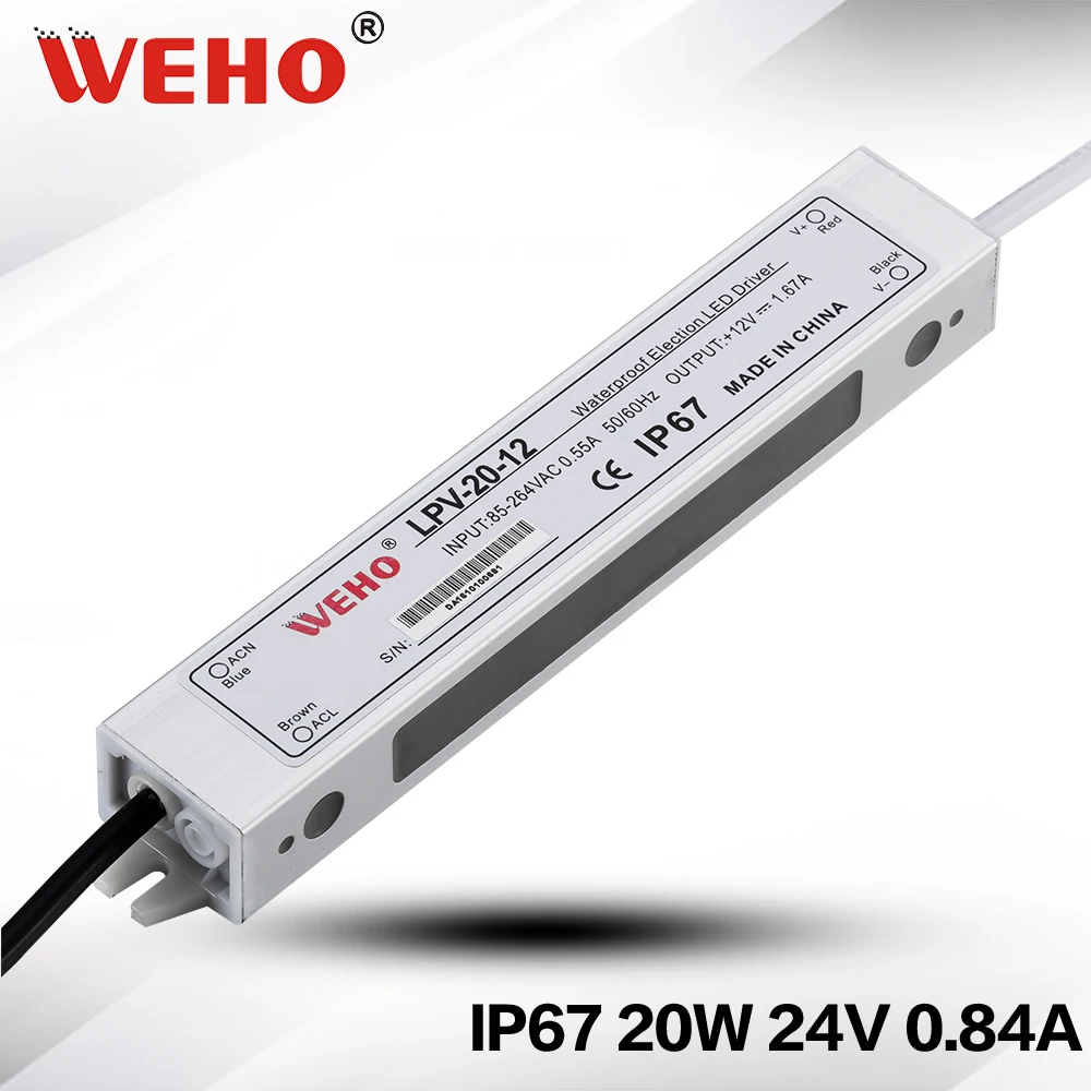 

(LPV-20-24) 24VDC IP67 waterproof switch power source 24v 20w led driver 20w