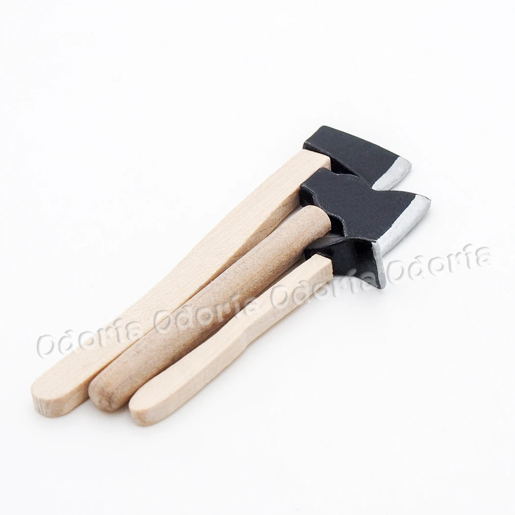 1:12 Miniature 3PCS Felling Axe Set for Outdoor Tool Fairy Patio Garden Set Dollhouse Accessories Doll House Decoration Odoria
