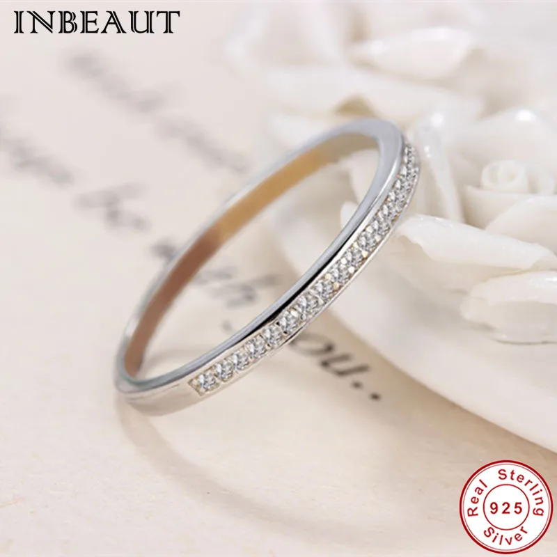 INBEAUT 925 Sterling Silver Clear Zircon Ring Women Trendy Cute Lovely Cocktail Ring for Female Wedding Gift Fashion Jewelry