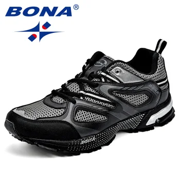 

BONA New Arrival Classics Style Men Running Shoes Cow Split Mesh Men Sport Shoes Lace Up Outdoor Jogging Shoes Free Shipping