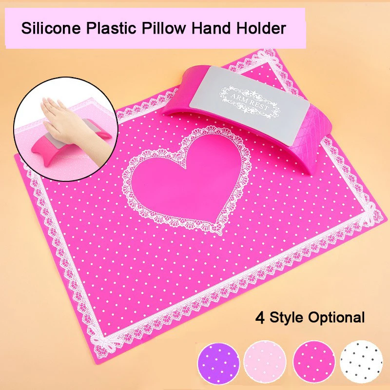 

1 Set Of Silicone Mat 4 Colors Arm Rest Pillow Table Hand Holder Foldable Washable Salon Manicure Tool
