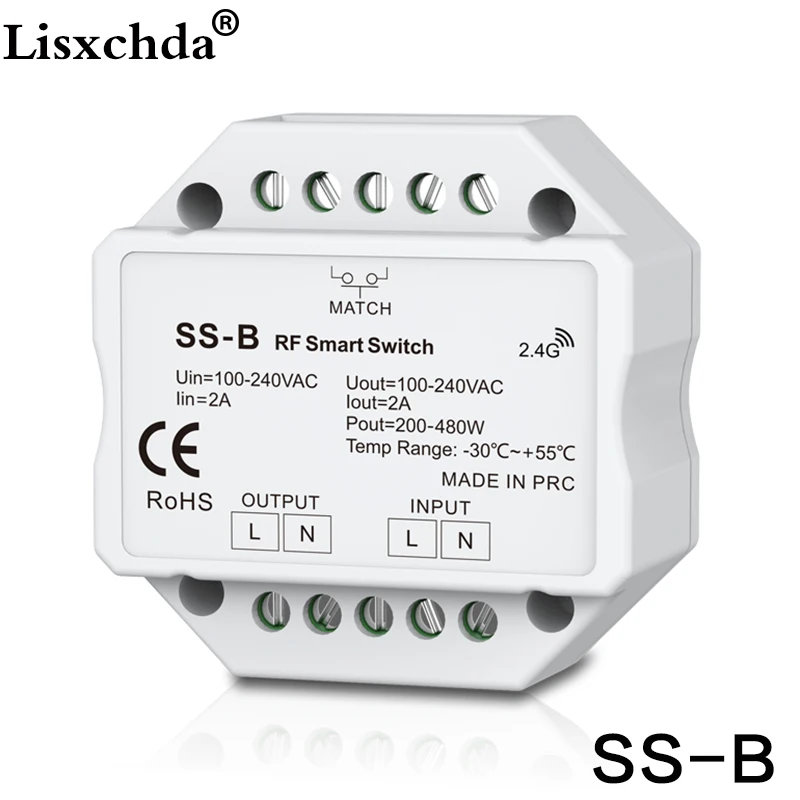 SS-B AC100-240V RF Smart Switch output 100-240VAC 2A 480W RF smart switch с релейным выходом