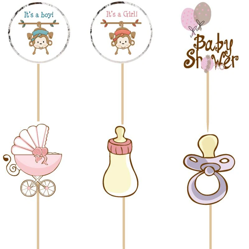 

72pcs baby shower Cup cake Topper Picks birthday party decorations kids evnent party favors Party supplies decoration fiestas