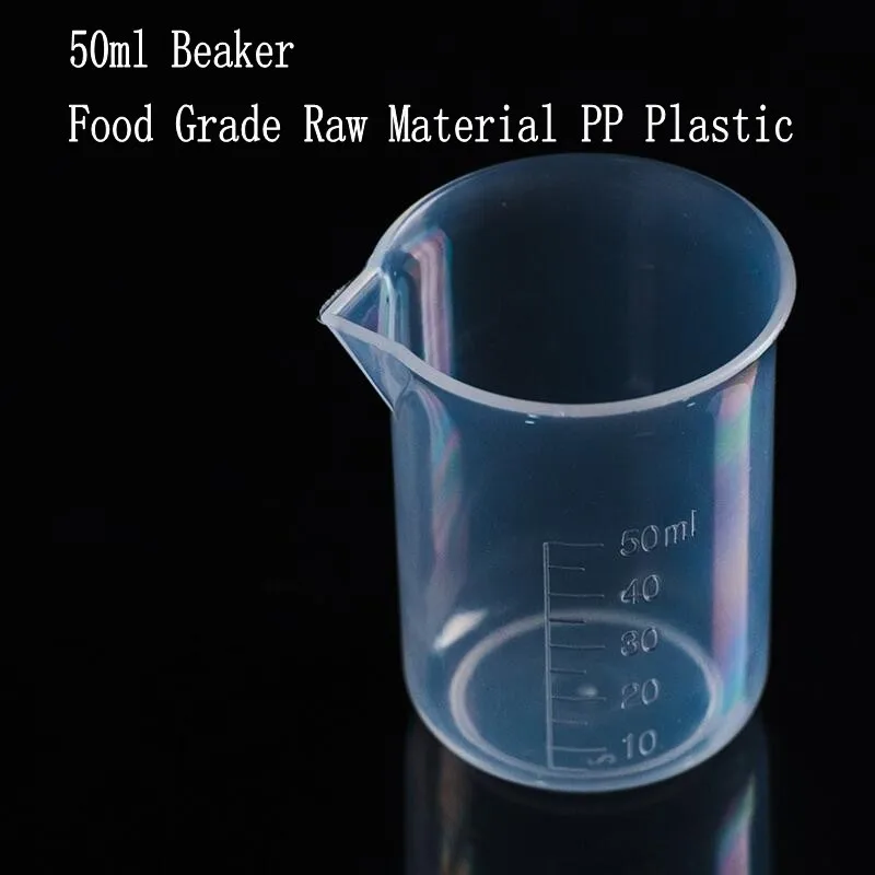

10pcs/lot Capacity 50ml Low Form Beaker Chemistry Laboratory Borosilicate PP Plastic Transparent Beaker Thickened with spout